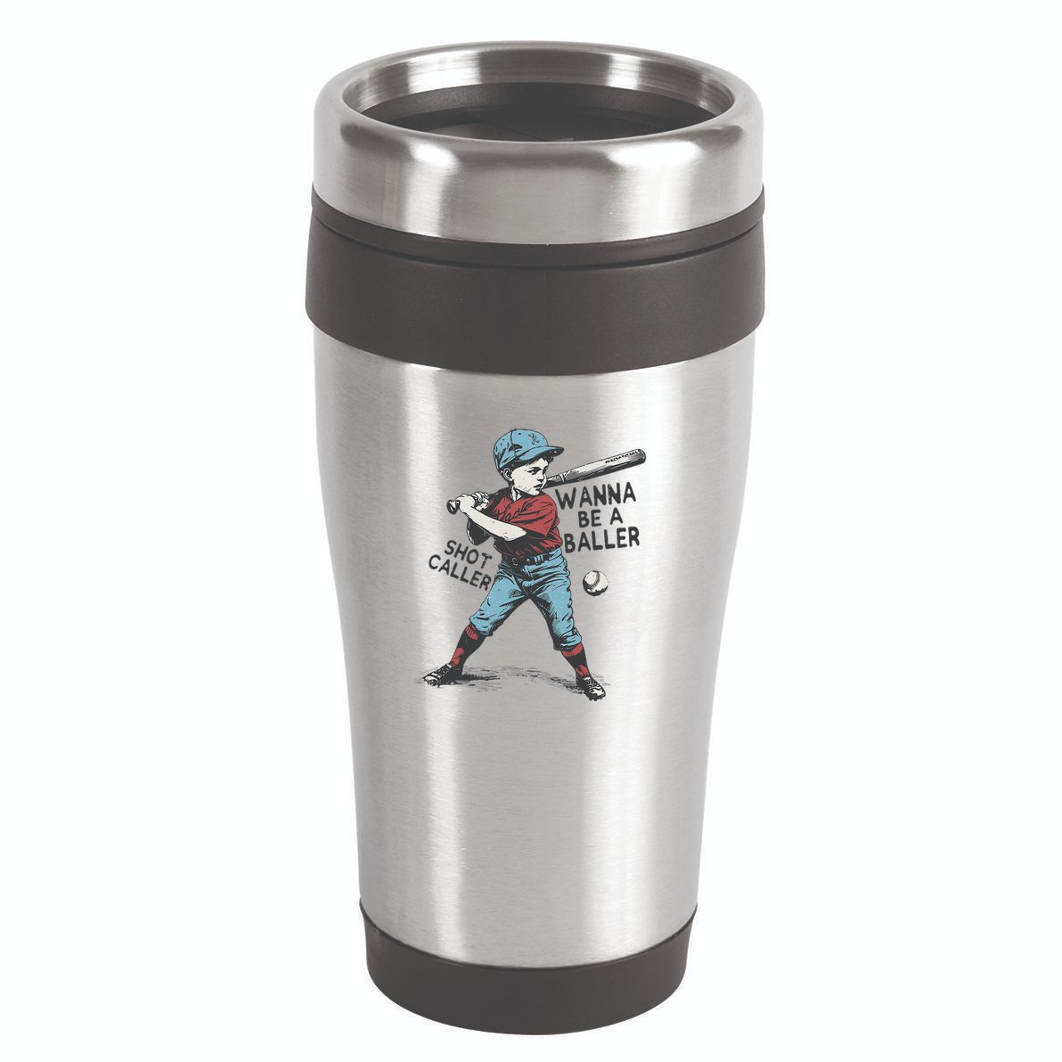 Wanna Be A Baller Shot Caller Retro Game Day 16oz Travel Tumbler