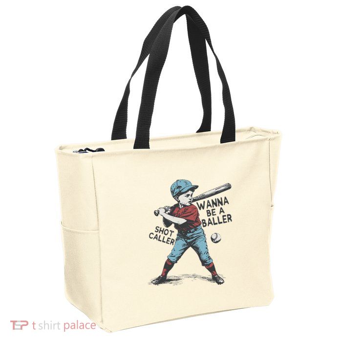 Wanna Be A Baller Shot Caller Retro Game Day Zip Tote Bag
