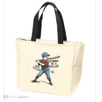 Wanna Be A Baller Shot Caller Retro Game Day Zip Tote Bag