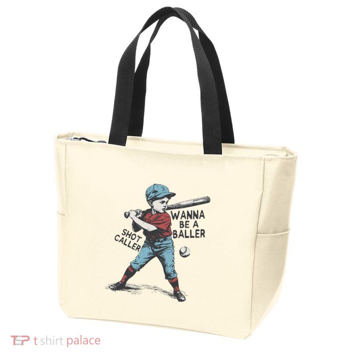 Wanna Be A Baller Shot Caller Retro Game Day Zip Tote Bag