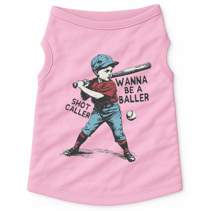 Wanna Be A Baller Shot Caller Retro Game Day Doggie Tank