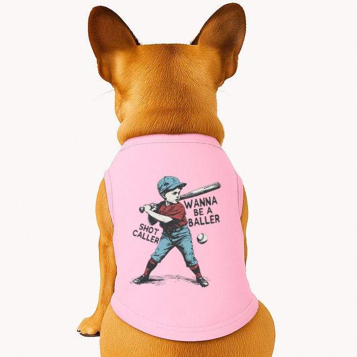 Wanna Be A Baller Shot Caller Retro Game Day Doggie Tank