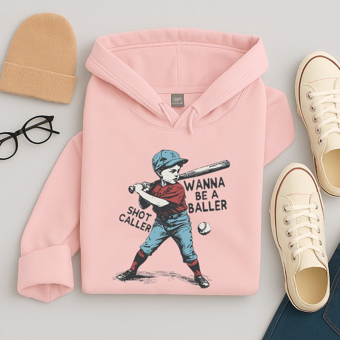 Wanna Be A Baller Shot Caller Retro Game Day Hoodie