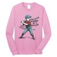 Wanna Be A Baller Shot Caller Retro Game Day Long Sleeve Shirt