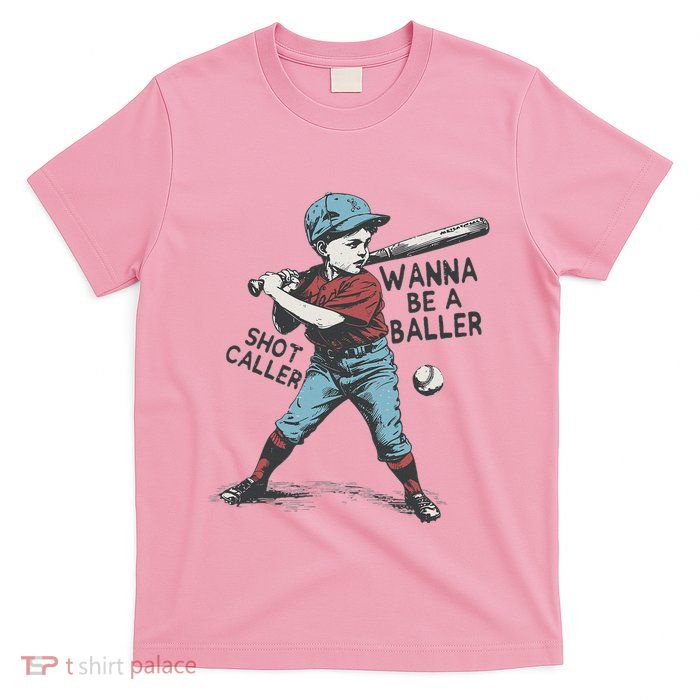 Wanna Be A Baller Shot Caller Retro Game Day T-Shirt