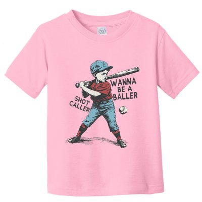 Wanna Be A Baller Shot Caller Retro Game Day Toddler T-Shirt