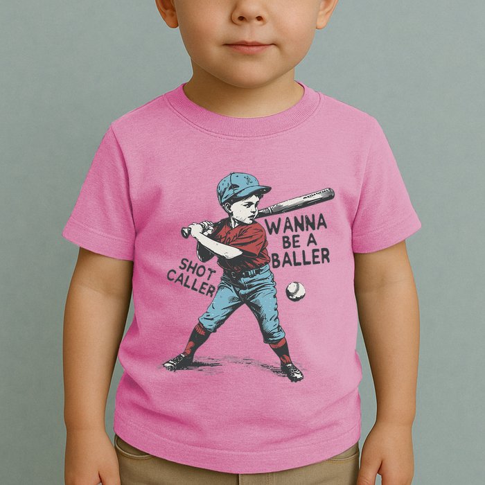 Wanna Be A Baller Shot Caller Retro Game Day Toddler T-Shirt