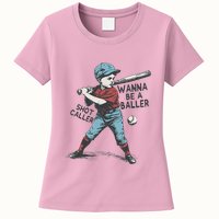 Wanna Be A Baller Shot Caller Retro Game Day Womens T-Shirt