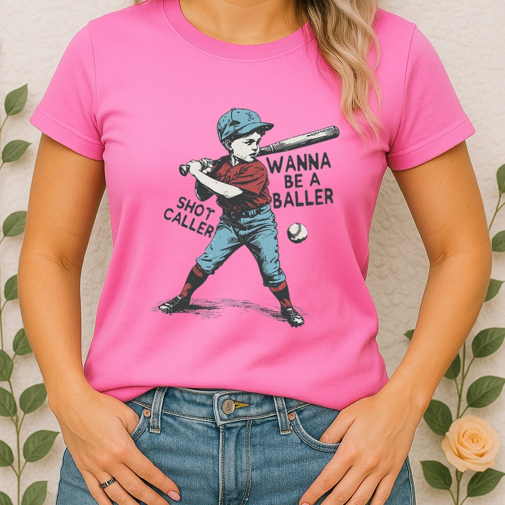 Wanna Be A Baller Shot Caller Retro Game Day Womens T-Shirt