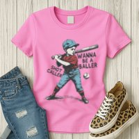 Wanna Be A Baller Shot Caller Retro Game Day Womens T-Shirt