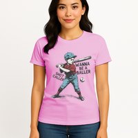 Wanna Be A Baller Shot Caller Retro Game Day Womens T-Shirt