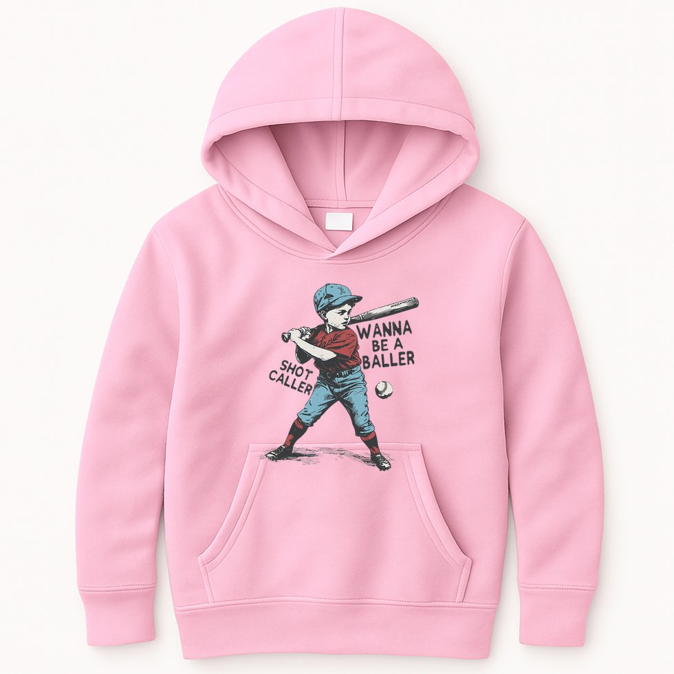 Wanna Be A Baller Shot Caller Retro Game Day Kids Hoodie