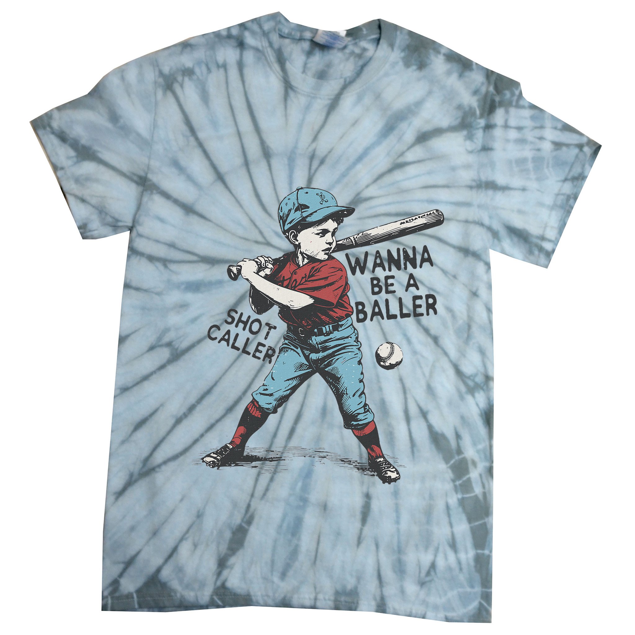Wanna Be A Baller Shot Caller Retro Game Day Tie-Dye T-Shirt