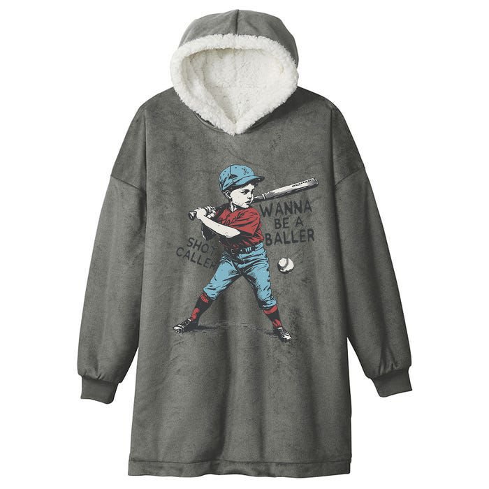 Wanna Be A Baller Shot Caller Retro Game Day Hooded Wearable Blanket