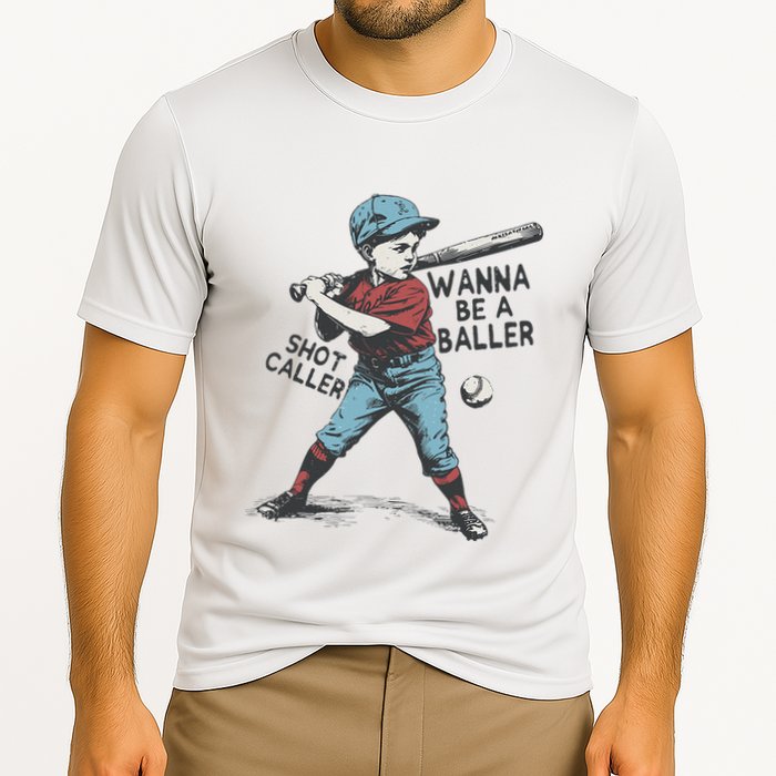 Wanna Be A Baller Shot Caller Retro Game Day Performance Shirt