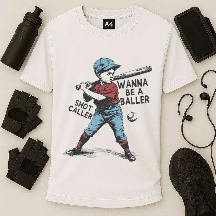 Wanna Be A Baller Shot Caller Retro Game Day Performance Shirt