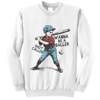 Wanna Be A Baller Shot Caller Retro Game Day Sweatshirt