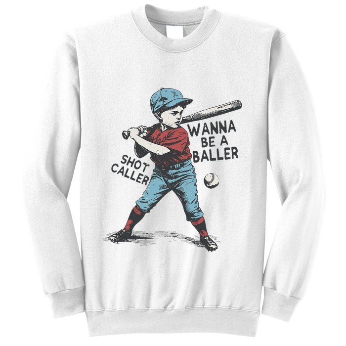 Wanna Be A Baller Shot Caller Retro Game Day Sweatshirt