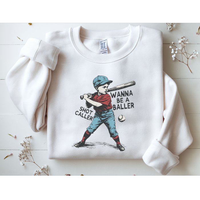 Wanna Be A Baller Shot Caller Retro Game Day Sweatshirt