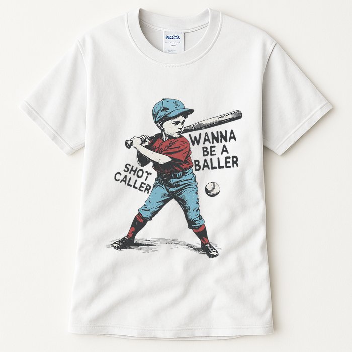 Wanna Be A Baller Shot Caller Retro Game Day Tall T-Shirt