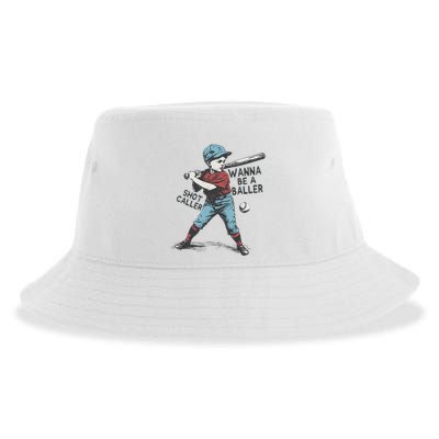 Wanna Be A Baller Shot Caller Retro Game Day Sustainable Bucket Hat