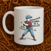Wanna Be A Baller Shot Caller Retro Game Day Mug