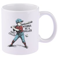 Wanna Be A Baller Shot Caller Retro Game Day 11oz C Handle Ceramic Mug