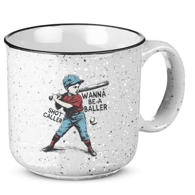 Wanna Be A Baller Shot Caller Retro Game Day 15oz Campfire Ceramic Mug