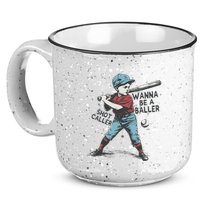 Wanna Be A Baller Shot Caller Retro Game Day 15oz Campfire Ceramic Mug
