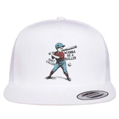 Wanna Be A Baller Shot Caller Retro Game Day Flatbill Hat
