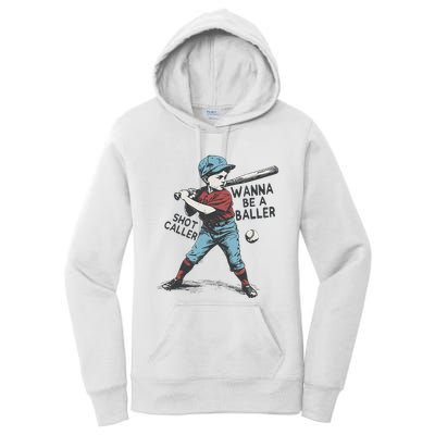 Wanna Be A Baller Shot Caller Retro Game Day Women's Pullover Hoodie