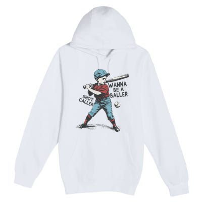 Wanna Be A Baller Shot Caller Retro Game Day Premium Pullover Hoodie