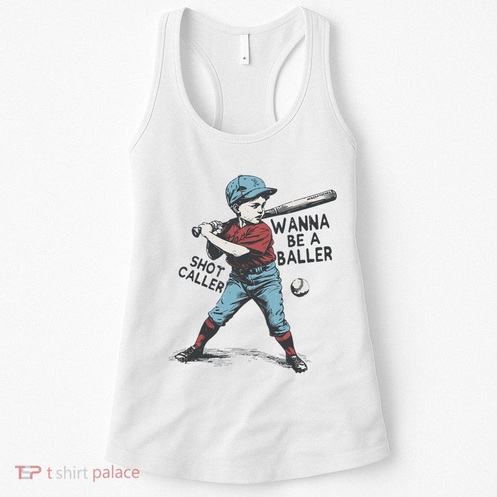 Wanna Be A Baller Shot Caller Retro Game Day Womens Tank Top