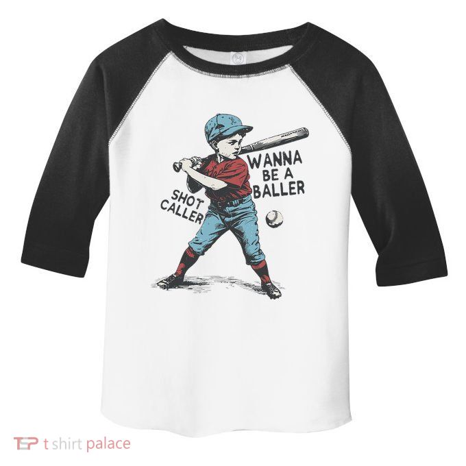 Wanna Be A Baller Shot Caller Retro Game Day Toddler Fine Jersey T-Shirt