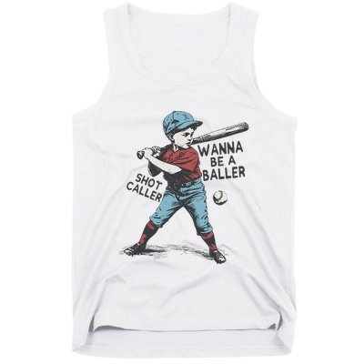 Wanna Be A Baller Shot Caller Retro Game Day Tank Top