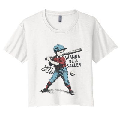 Wanna Be A Baller Shot Caller Retro Game Day Crop Top