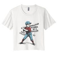 Wanna Be A Baller Shot Caller Retro Game Day Crop Top