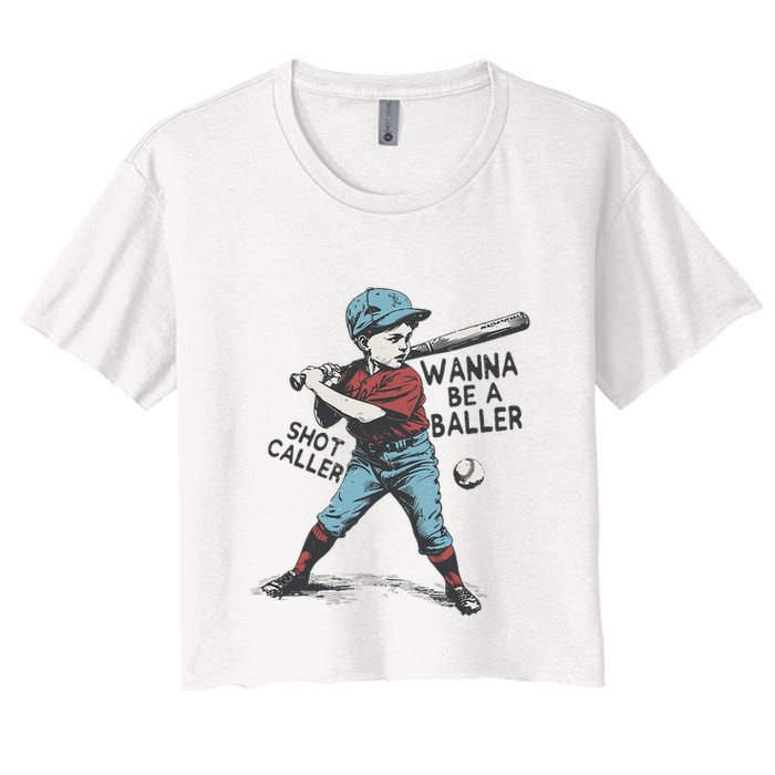 Wanna Be A Baller Shot Caller Retro Game Day Crop Top