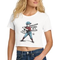 Wanna Be A Baller Shot Caller Retro Game Day Crop Top
