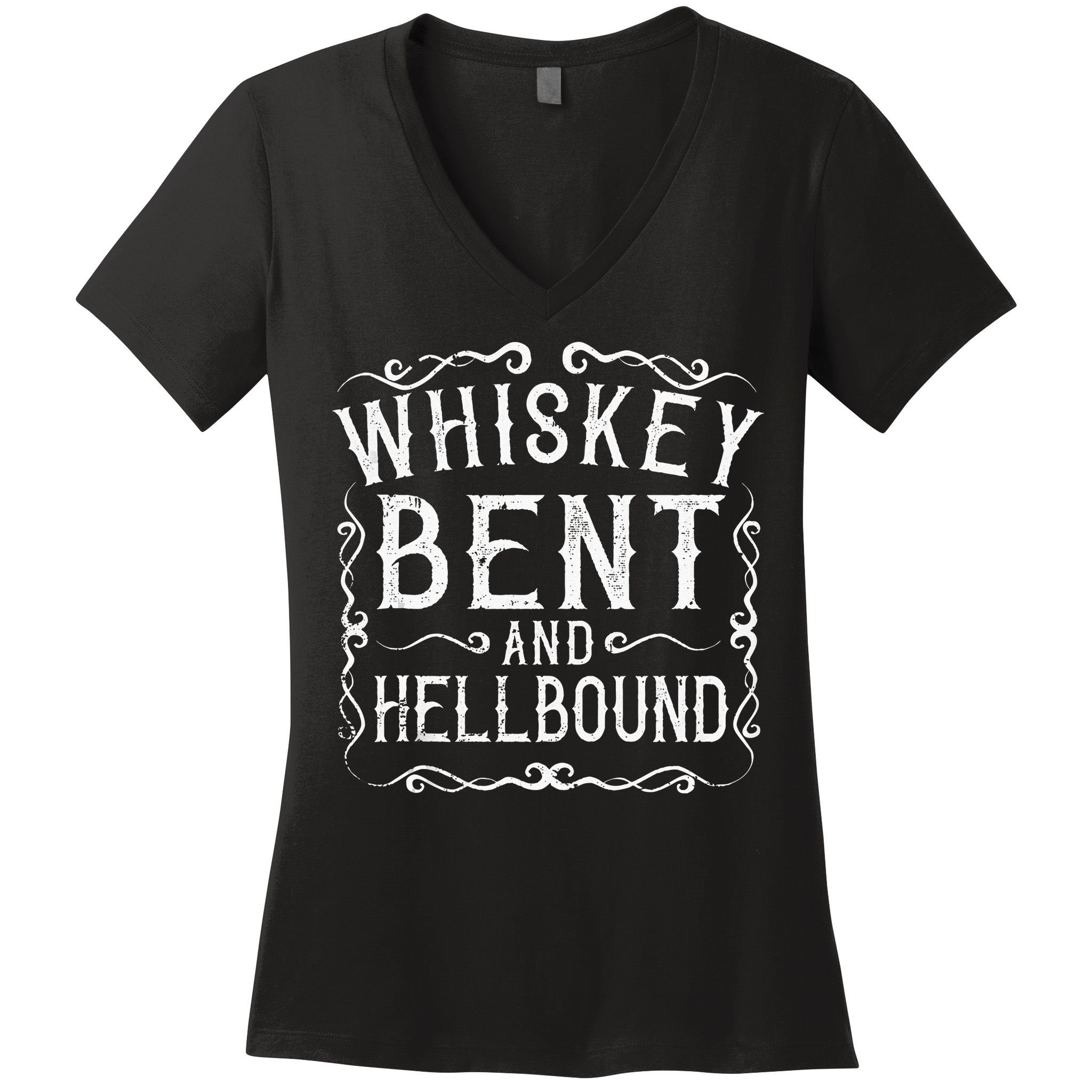 Whiskey Bent And Hellbound Country Music Biker Bourbon Gift Women's V-Neck T-Shirt