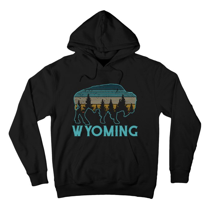 Wyoming Bison American Buffalo Vintage Souvenir Gift Hoodie