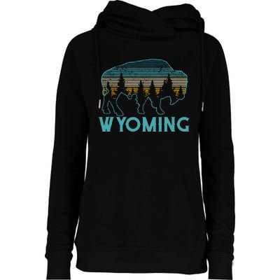 Wyoming Bison American Buffalo Vintage Souvenir Gift Womens Funnel Neck Pullover Hood