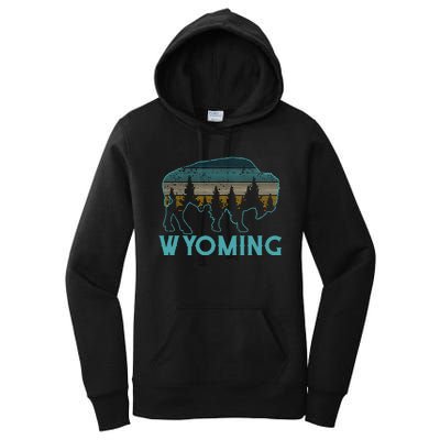 Wyoming Bison American Buffalo Vintage Souvenir Gift Women's Pullover Hoodie