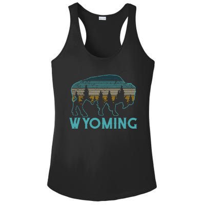 Wyoming Bison American Buffalo Vintage Souvenir Gift Ladies PosiCharge Competitor Racerback Tank