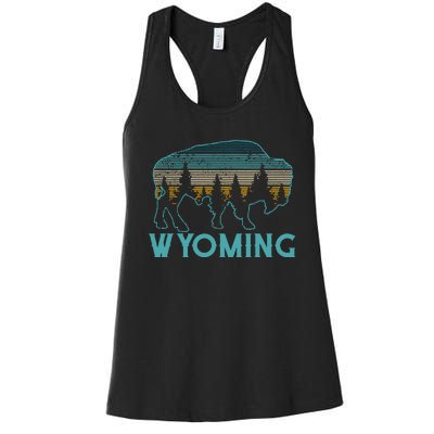 Wyoming Bison American Buffalo Vintage Souvenir Gift Women's Racerback Tank