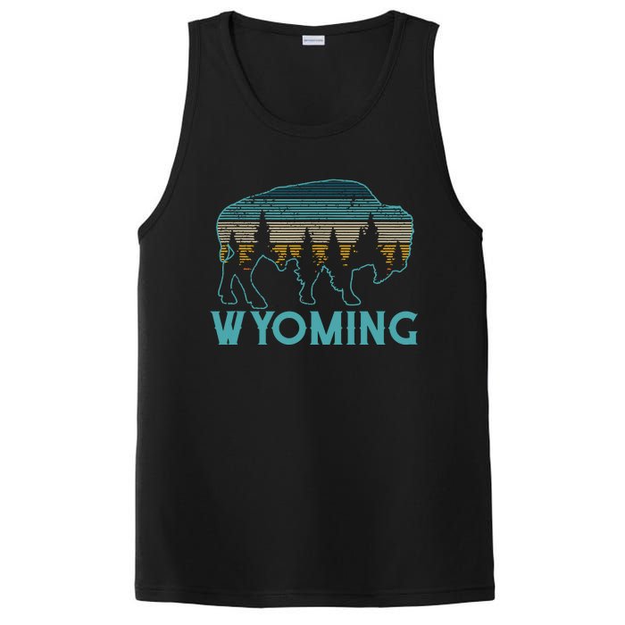 Wyoming Bison American Buffalo Vintage Souvenir Gift PosiCharge Competitor Tank