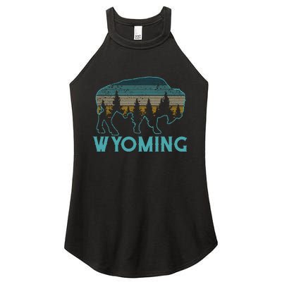 Wyoming Bison American Buffalo Vintage Souvenir Gift Women's Perfect Tri Rocker Tank