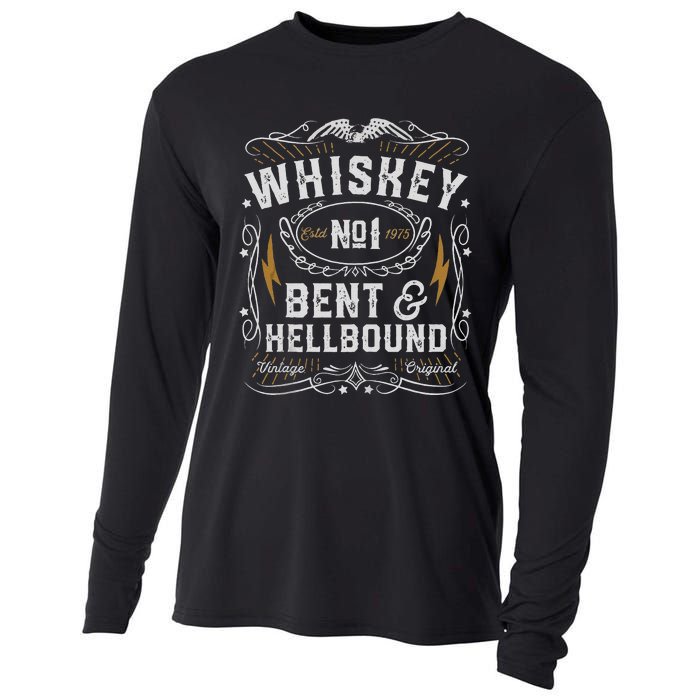 Whiskey Bent And Hellbound Country Music Biker Bourbon Gift Cooling Performance Long Sleeve Crew