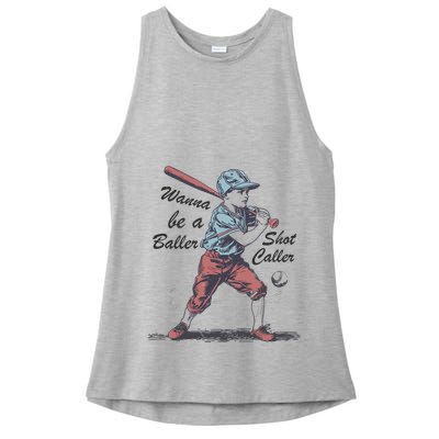 Wanna Be A Baller Shot Caller Ladies PosiCharge Tri-Blend Wicking Tank