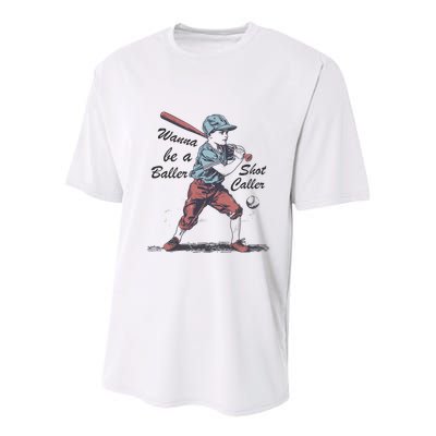 Wanna Be A Baller Shot Caller Youth Performance Sprint T-Shirt